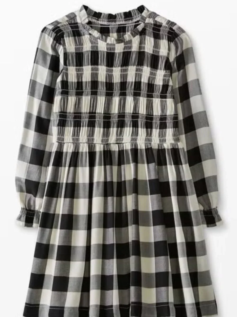 Hanna Andersson Smocked Dress Black/Ecru Size: 4
